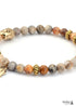 Boho Bracelet, Stretchy Bracelet, Blue and Brown Elephant Tibetan